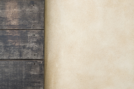 top wooden and cement floor. wood texture for backgroundの写真素材