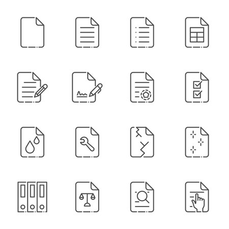 Storage and maintenance of important documents. Government and Legal documents line icons. Vector iconのイラスト素材