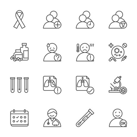 Vector Line icon for Guidelines screening TB patients in HIV-infected peopleのイラスト素材