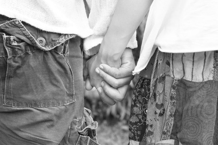 couple holding handsの写真素材