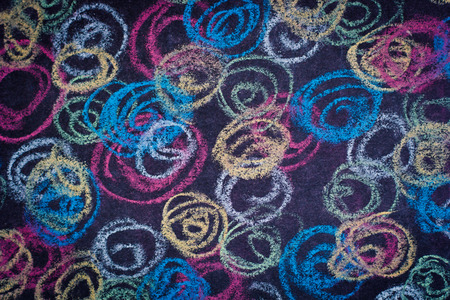 Colorful chalk on chalk board abstract backgroundの写真素材