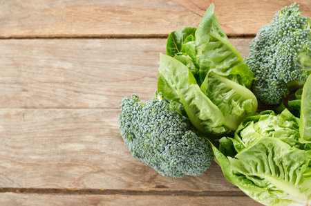 Organic vegetables  on wooden background.の写真素材