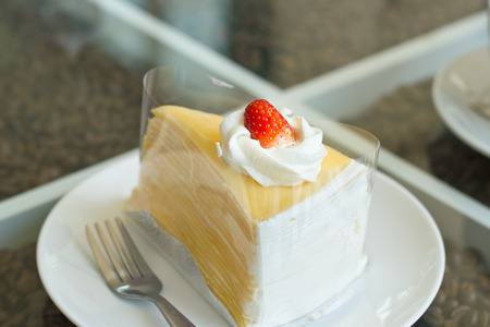 Crepe cake with strawberry.の写真素材