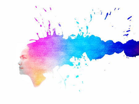 Abstract colorful water color for background.の写真素材