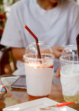 A cup of ice tea.の写真素材