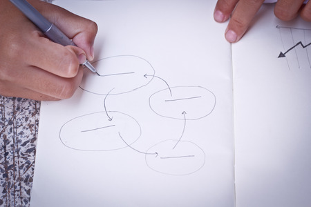 Children drawing bubbles shap on her note book.の写真素材