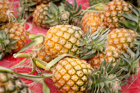 Fresh pineapples in the market.