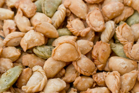 Deep fried stuffed miced Chicken wrapped in Rice Flour. (Khanom Pun Klib Tord thai name)の写真素材