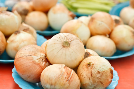 Onions on market.の写真素材