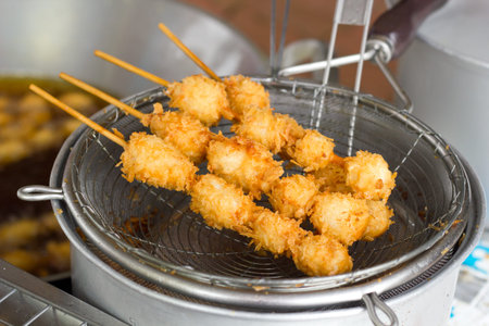 Fried food in Thailand street.Thailand street food is favorite local food style.