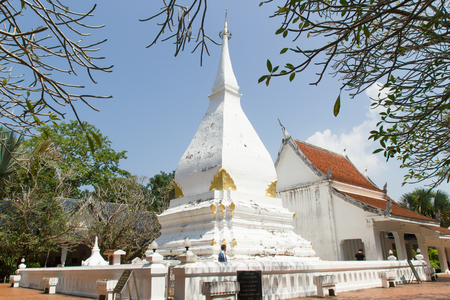 Loei, Thailand - October  18, 2015 :Pratat SriSong Rak temple with blue sky background in Loei, Thailand.のeditorial素材