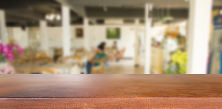 Blurred of dining room with warm lighting.の写真素材