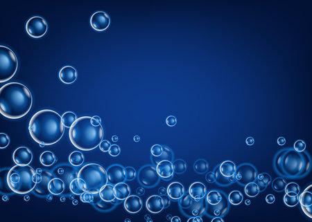 Soap bubbles on dark  blue background