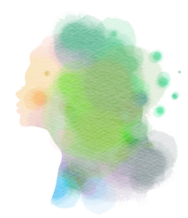 Illustration of woman beauty salon silhouette plus abstract watercolor.  Digital art paintingの写真素材