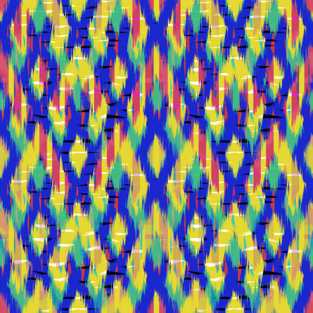 Ikat Seamless Pattern Design for Fabric.