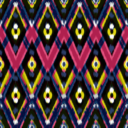 Ikat Seamless Pattern Design for Fabric.