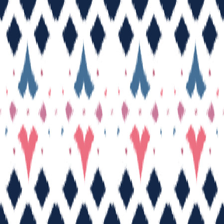 Ikat Seamless Pattern Design for Fabric.