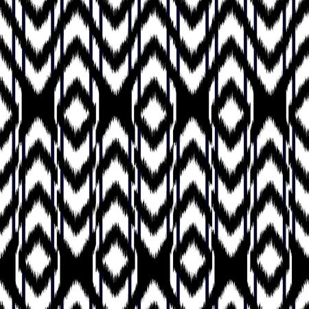 Black and white ikat Seamless Pattern Design for Fabric.の写真素材