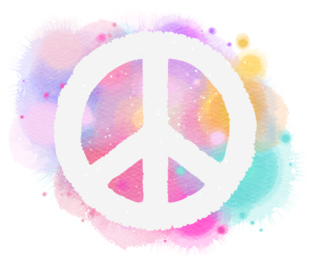Watercolor peace symbol. Digital art painting.の写真素材