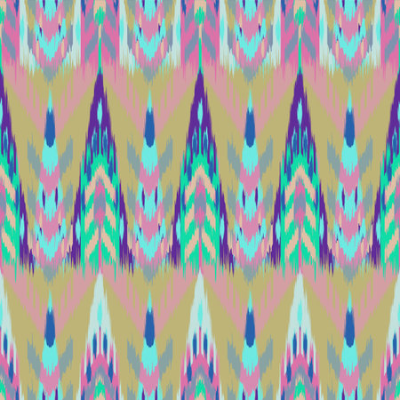 Ikat seamless pattern  as cloth, curtain, textile design, wallpaper, surface texture background.