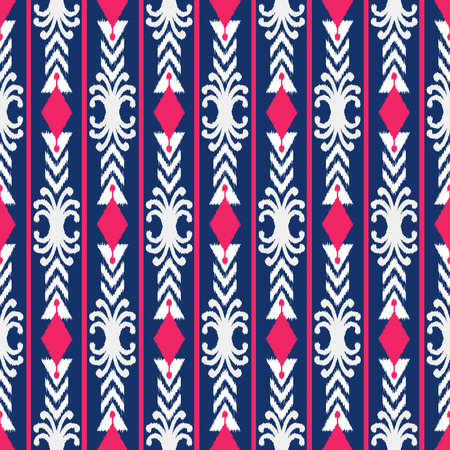 Ikat seamless pattern  as cloth, curtain, textile design, wallpaper, surface texture background.の写真素材