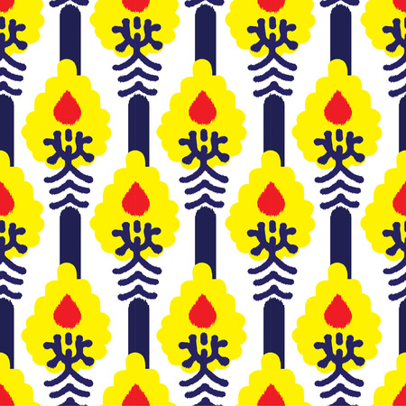 Ikat seamless pattern  as cloth, curtain, textile design, wallpaper, surface texture background.のイラスト素材