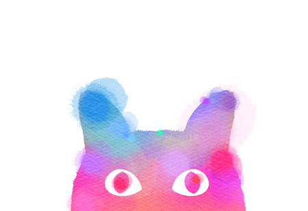 Silhouette of watercolor cat.の写真素材