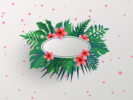 Pink Plumaria flower with copy space, Summertime. Happy holidays. Invitation, Wedding card.のイラスト素材