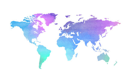 World map in watercolor style isolated on white backgroundのイラスト素材