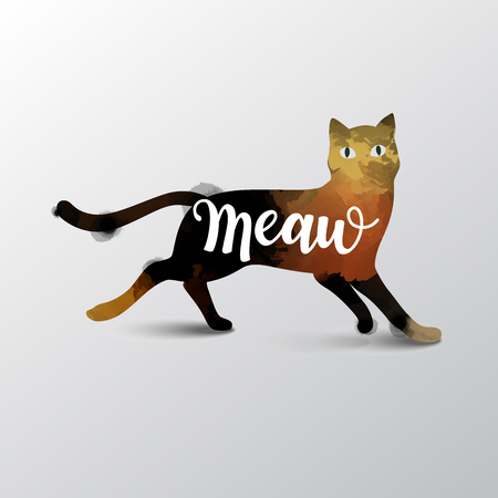 Watercolor of black  cat. Vector illustrationのイラスト素材