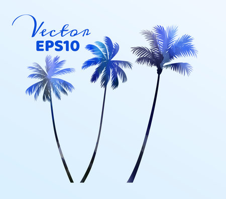 Set of watercolor palm trees . Coconut plant isolated. Vector illustration.のイラスト素材