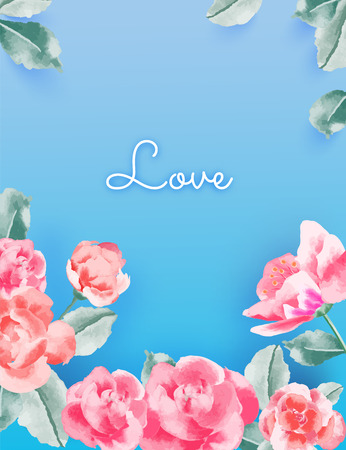 Love concept, Valentine's day background. Flower frame. Vector illustration. Wallpaper, invitation, postersのイラスト素材
