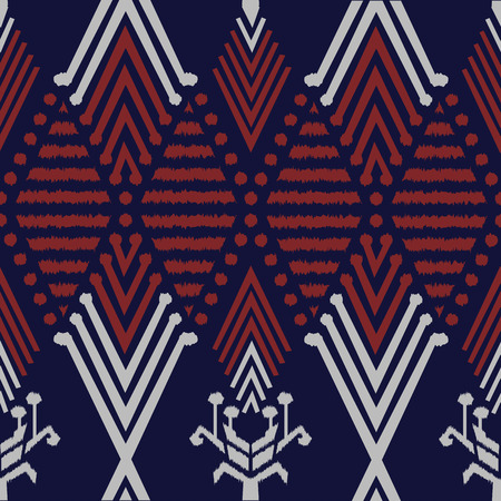 Ikat seamless pattern  as cloth, curtain, textile design, wallpaper, surface texture background. Vector illustrationのイラスト素材
