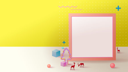 Geometry colorful Christmas background with copy-space for your product. Empty space for...