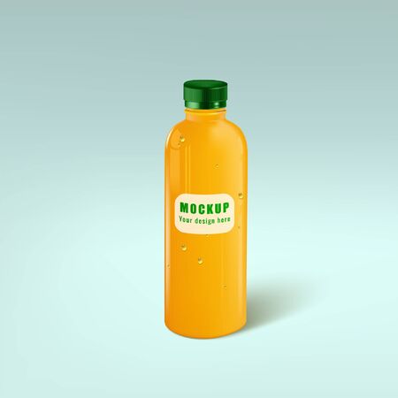 Orange Juice Bottle Mock-Up. Mockup Template. Vector EPS10のイラスト素材