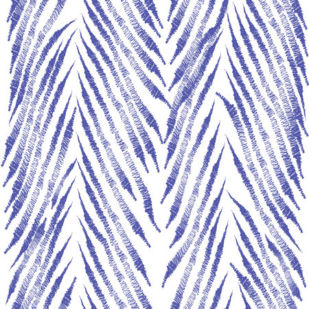 Hand drawn blue chevron seamless pattern