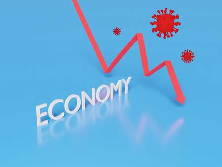 Economic crisis during COVID-19 outbreak. 3D renderingの写真素材
