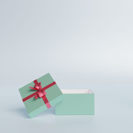 3D of light blue gift box with copy space for healthcare, Cosmetic products.