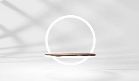 3D rendering of pedestal podium, Abstract minimal display empty space. Geometry podium for beauty cosmetic products.の写真素材