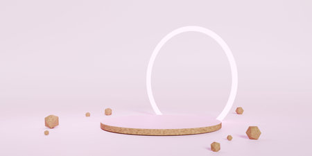 3D rendering of pedestal podium, Abstract minimal display empty space. Geometry podium for beauty...
