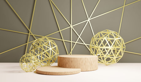 3D rendering of pedestal podium, Abstract minimal display empty space. Geometry podium for beauty...