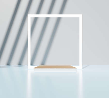 Futuristic modern background with empty stage. Future modern interior concept. 3D rendering.の写真素材