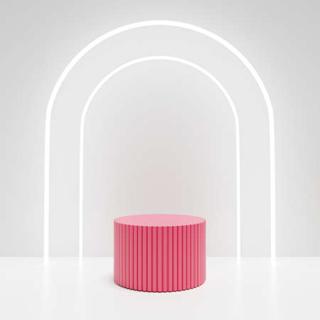 3D rendering of pedestal podium, Abstract minimal display empty space. Geometry podium for beauty cosmetic products or showcase.の写真素材