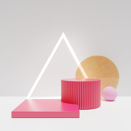 3D rendering of pedestal podium, Abstract minimal display empty space. Geometry podium for beauty...