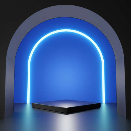 3D rendering of pedestal podium, Abstract minimal display empty space. Geometry podium for beauty cosmetic products or showcase.の写真素材