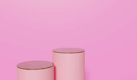 Abstract geometric podium background, mock-up, blank minimalistic empty showcase template, Modern art deco shop display, pastel colors. 3d render.の写真素材