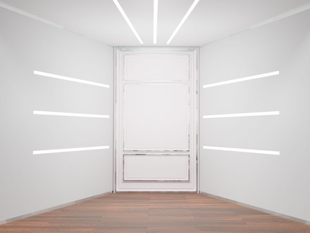 3D of vintage modern interior of exhibition room, empty room