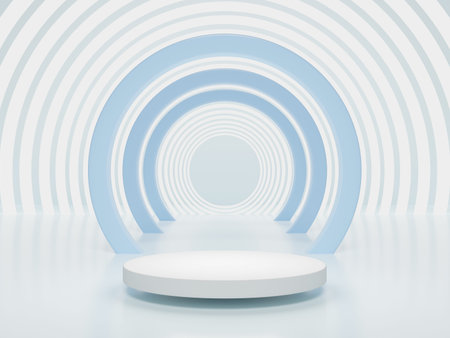 Abstract geometric podium background, mock-up, blank minimalistic empty showcase template, Modern...