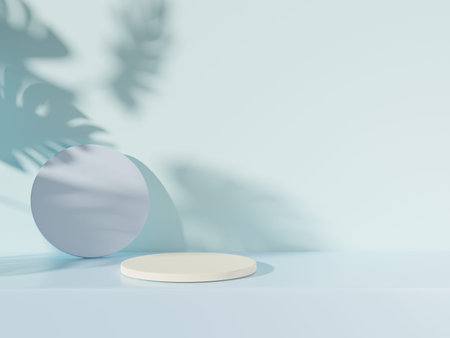 3D rendering of pedestal podium, Abstract minimal display empty space. Geometry podium for beauty cosmetic products or showcase.の写真素材