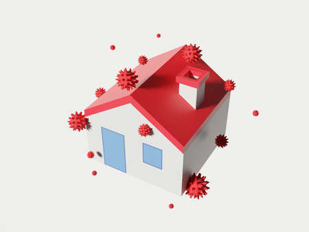 3D render of responding to the pandemic as a family unit concept.の写真素材